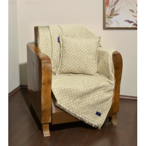 Ριχτάρι Μονοθέσιο 170x180cm Σενίλ Μπεζ Καρρώ Design 1104 | 49-10100/1104