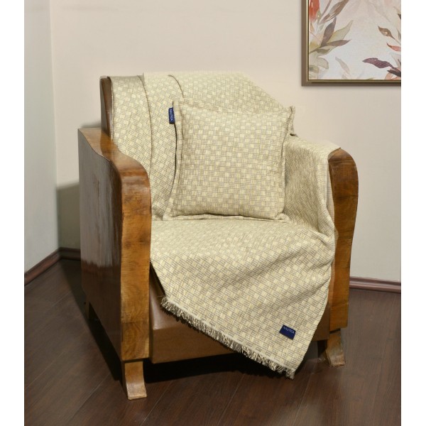 Ριχτάρι Μονοθέσιο 170x180 Σενίλ Μπεζ Καρρώ | 49-10100/1104 Ριχτάρι Μονοθέσιο 170x180 Σενίλ Μπεζ Καρρώ | 49-10100/1104