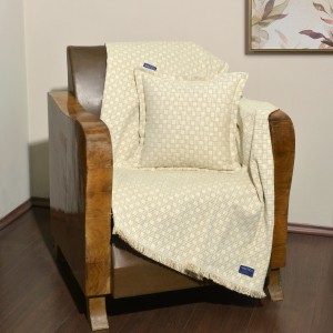 Ριχτάρι Τριθέσιο 180x300cm Σενίλ Εκρού Καρρώ Design 1100 | 49-10102/1100