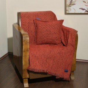 Ριχτάρι Τριθέσιο 180x300cm Σενίλ Κόκκινο Καρρώ Design 1106 | 49-10102/1106