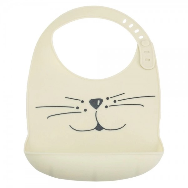 Σαλιάρα σιλικόνης Cat μπεζ της Trois Kilos Sept | 55-8085401