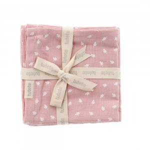 Σετ 2 Πάνες Μουσελίνας Leaves Ροζ Tutete | 61-69589