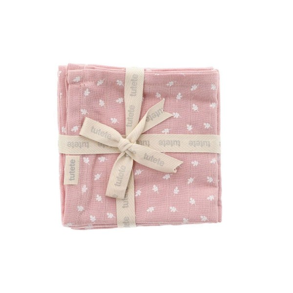 Σετ 2 Πάνες Μουσελίνας Leaves Ροζ Tutete | 61-69589