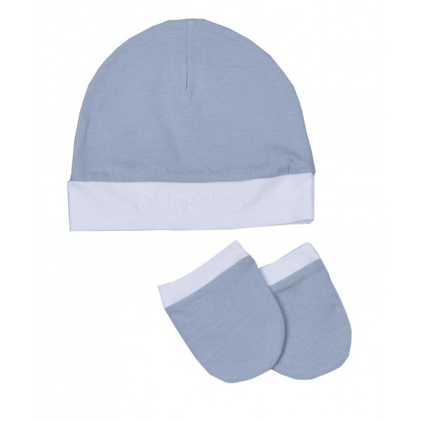 Σετ Σκουφάκι & 2 Γαντάκια Γκρι Ανοιχτό-Λευκό-Ύφασμα Ζέρσεϋ | 49-9748/15