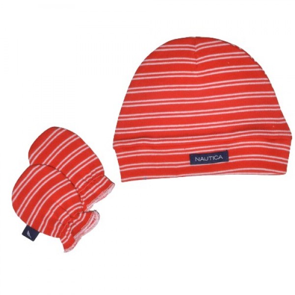 Σετ Σκουφάκι & 2 Γαντάκια Κόκκινο Κόκκινο με Λευκή Ρίγα | 49-9748/20