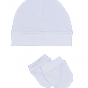 Σετ Σκουφάκι & 2 Γαντάκια Λευκό-Ύφασμα Ζέρσεϋ | 49-9748/10