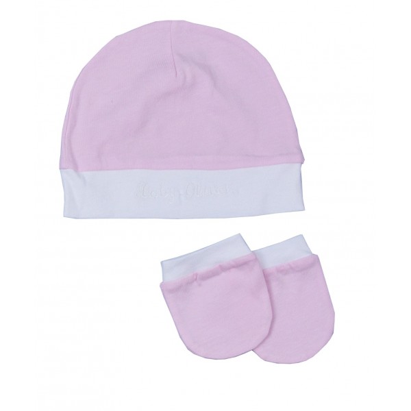 Σετ Σκουφάκι & 2 Γαντάκια Ροζ-Λευκό-Ύφασμα Ζέρσεϋ | 49-9748/12