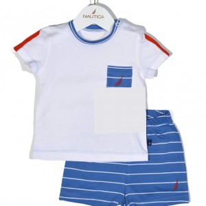 Σετ T-Shirt & Shorts Jersey Organic Design 11 Μπλε Ριγέ 68cm | 49-2121-68/11