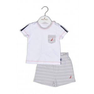 Σετ T-Shirt & Shorts Jersey Organic Design 15 Γκρι Ριγέ 68cm 3-6 μηνών | 49-2121-68/15