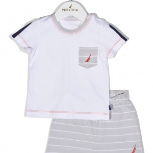 Σετ T-Shirt & Shorts Jersey Organic Design 15 Γκρι Ριγέ 68cm | 49-2121-68/15