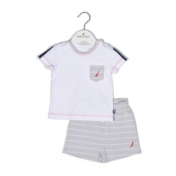 Σετ T-Shirt & Shorts Jersey Organic Design 15 Γκρι Ριγέ 68cm | 49-2121-68/15