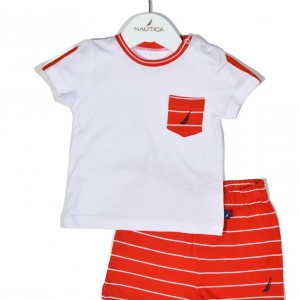 Σετ T-Shirt & Shorts Jersey Organic Design 16 Κόκκινο Ριγέ 74cm | 49-2121-74/16