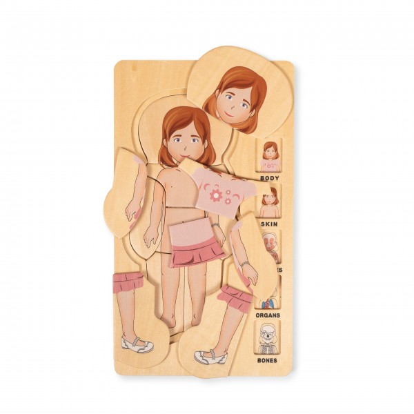 Ξύλινο Παζλ Το Σώμα Μου - Κορίτσι Mama Memo | 56-85250