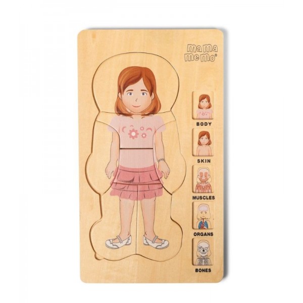 Ξύλινο Παζλ Το Σώμα Μου - Κορίτσι Mama Memo | 56-85250