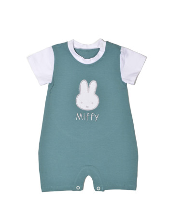 Miffy Des.18 Φορμάκι Καλοκαιρινό Μέντα Σκούρο Με Κέντημα 9-12 Mηνών 74 cm | 48-8752-74/18