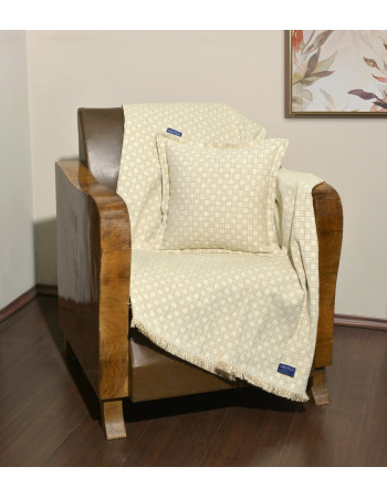Ριχτάρι Μονοθέσιο 170x180cm Σενίλ Εκρου Καρρώ Design 1100 | 49-10100/1100