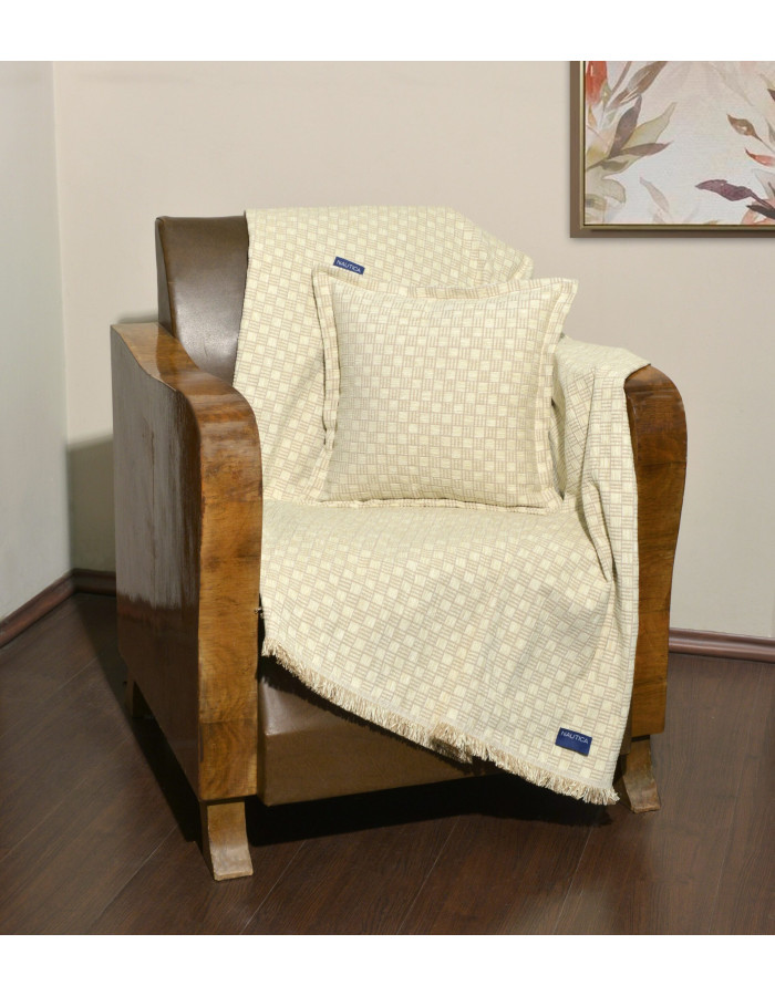 Ριχτάρι Διθέσιο 180x250 cm Σενίλ Σενίλ Εκρού Καρρώ Design 1100 | 49-10101/1100