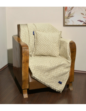 Ριχτάρι Τριθέσιο180x300cm Σενίλ Μπεζ Καρρώ Design 1104 | 49-10102/1104
