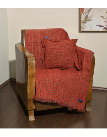 Ριχτάρι Μονοθέσιο 170x180cm Σενίλ Κόκκινο Καρρώ Design 1106 | 49-10100/1106