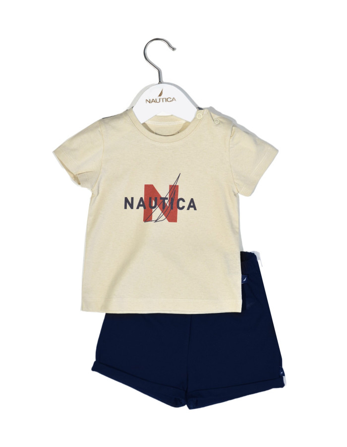 Design 14 Σετ T-Shirt & Shorts Jersey Beige/Navy 68cm 3-6 μηνών | 49-2021-68/14
