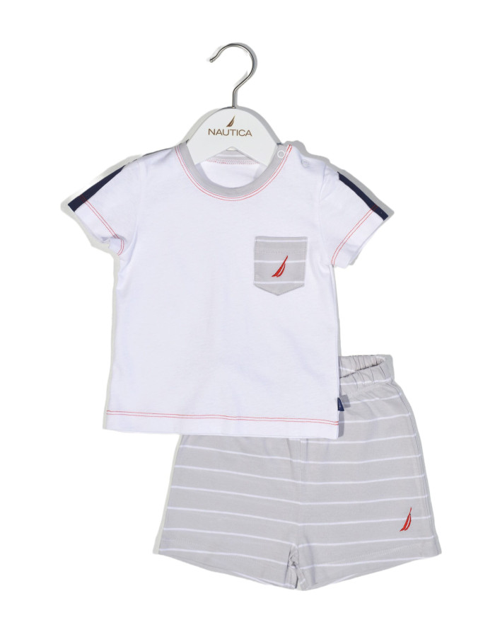 Σετ T-Shirt & Shorts Jersey Organic Design 15 Γκρι Ριγέ 68cm | 49-2121-68/15