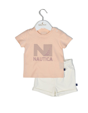 Design 16 Σετ T-Shirt & Shorts Jersey Salmon/Ecru 80cm 9-12 μηνών | 49-2021-80/16