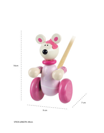 Παιχνίδι Ώθησης Pink Mouse Animals Orange Tree Toys (FSC®) | 60-02333