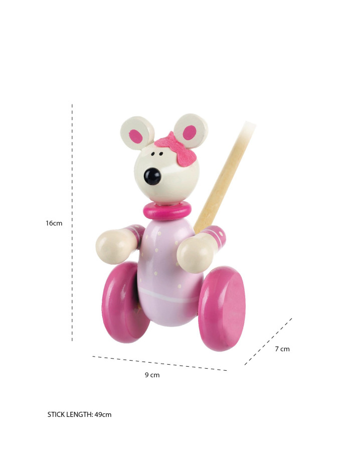 Παιχνίδι Ώθησης Pink Mouse Animals Orange Tree Toys (FSC®) | 60-02333