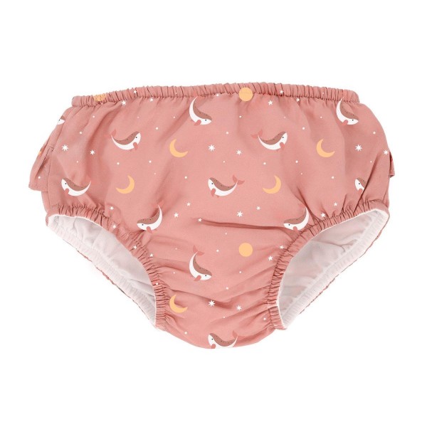 Εκπαιδευτικό Μαγιό Πάνας με Προστασία από τον Ήλιο με Βολάν Whale Pink 18-24 Μηνών - Monnëka | 61-93566/4