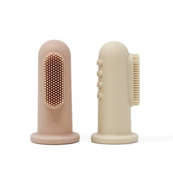 2 Βρεφικές Οδοντόβουρτσες Δακτύλου Σιλικόνης Blush/Shifting Sand - Mushie | 66-2550254