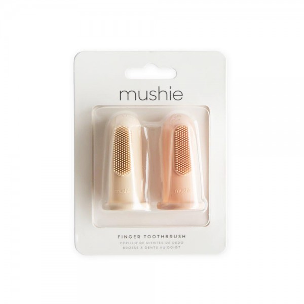 2 Βρεφικές Οδοντόβουρτσες Δακτύλου Σιλικόνης Blush/Shifting Sand - Mushie | 66-2550254