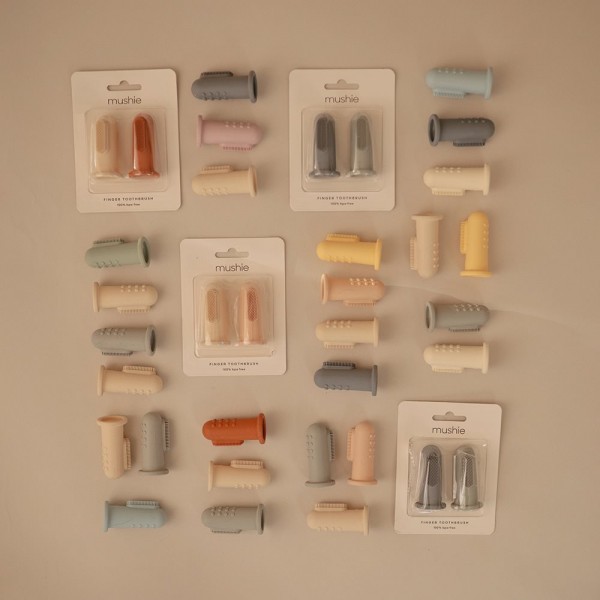 2 Βρεφικές Οδοντόβουρτσες Δακτύλου Σιλικόνης Cambridge Blue/Shifting Sand - Mushie | 66-2550253