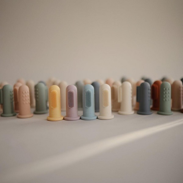 2 Βρεφικές Οδοντόβουρτσες Δακτύλου Σιλικόνης Stone/Tradewinds - Mushie | 66-2550255