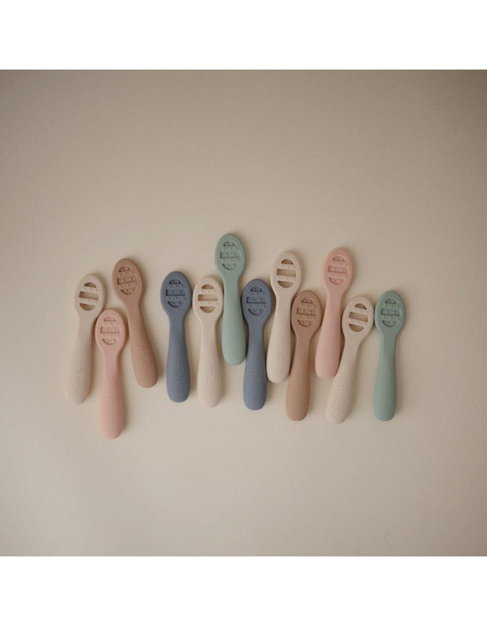 Σετ 2 Εκπαιδευτικά Κουταλάκια Σιλικόνης Cambridge Blue/Shifting Sand - 2 Pack - Mushie | 66-101627