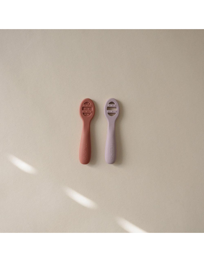 Σετ 2 Εκπαιδευτικά Κουταλάκια Σιλικόνης Rose/Soft Lilac - 2 Pack - Mushie | 66-102073