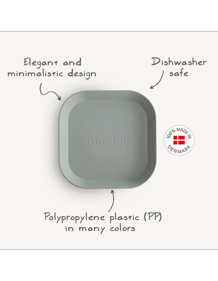 Σετ 2 Τετράγωνα Πιάτα PP Sage - Mushie | 66-2304163