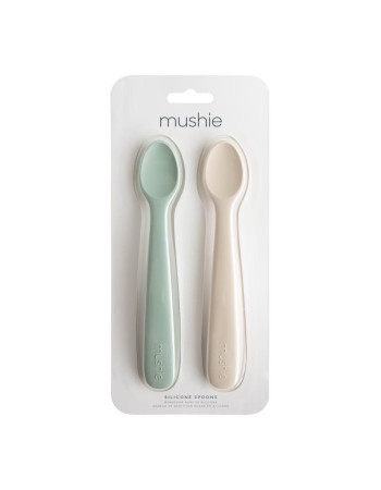 Σετ 2 Μακριά Κουταλάκια Σιλικόνης Cambridge Blue/Shifting Sand - Mushie | 66-2360275