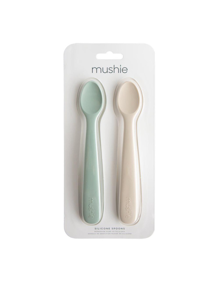 Σετ 2 Μακριά Κουταλάκια Σιλικόνης Cambridge Blue/Shifting Sand - Mushie | 66-2360275