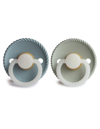 Σετ 2 Πιπίλες Latex Νυκτός FRIGG Rope Stone Blue/Sage 0-6 Μηνών | 67-100173