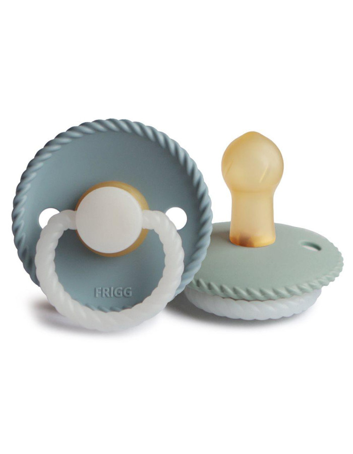 Σετ 2 Πιπίλες Latex Νυκτός FRIGG Rope Stone Blue/Sage 0-6 Μηνών | 67-100173