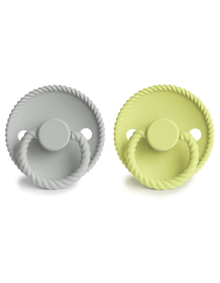 Σετ 2 Πιπίλες Σιλικόνης FRIGG Rope Silver Gray/Green Tea 0-6 Μηνών | 67-101623
