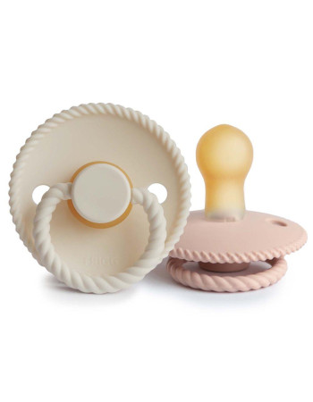 Σετ 2 Πιπίλες Latex FRIGG Rope Blush/Cream 0-6 Μηνών | 67-76281385