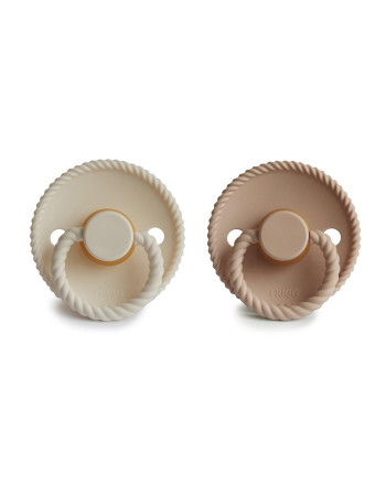 Σετ 2 Πιπίλες Latex FRIGG Rope Cream/Croissant 6-18 Μηνών | 67-76282445