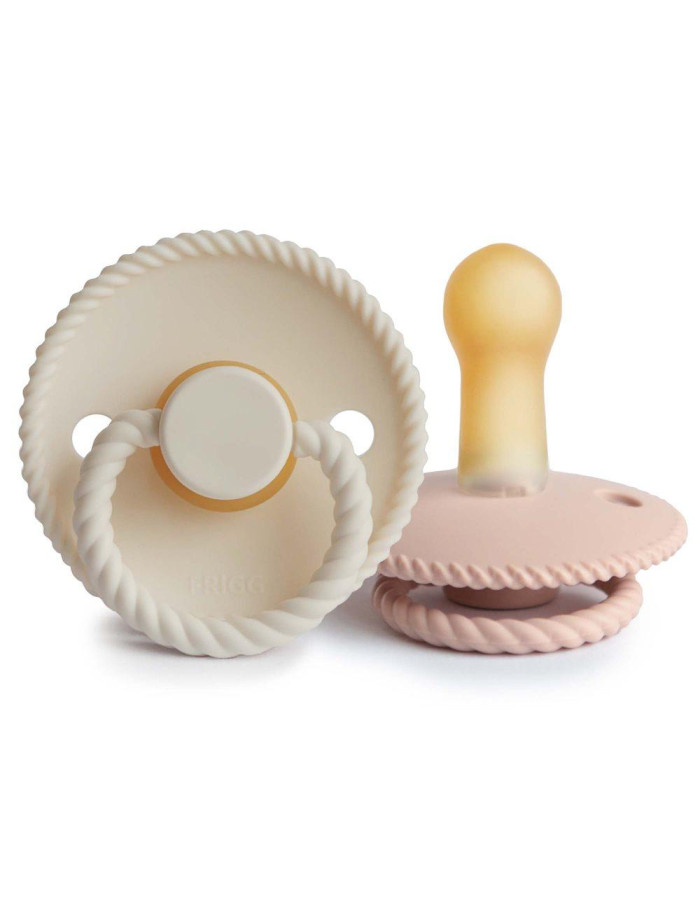 Σετ 2 Πιπίλες Latex FRIGG Rope Blush/Cream 6-18 Μηνών | 67-76282385