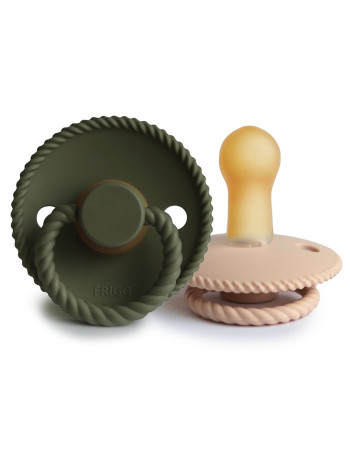 Σετ 2 Πιπίλες Latex FRIGG Rope Croissant/Olive 6-18 Μηνών | 67-76282497