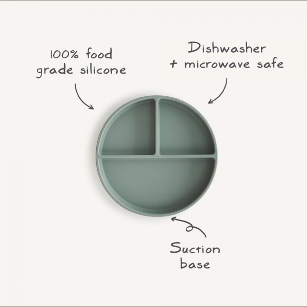 Πιάτο Σιλικόνης με Χωρίσματα & Αντιολισθητική Βάση Cambridge Blue - Mushie | 66-2320031