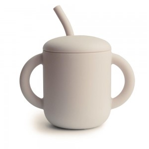 Ποτηράκι Σιλικόνης με Χερούλια και Καλαμάκι Shifting Sand - Mushie | 66-2470182