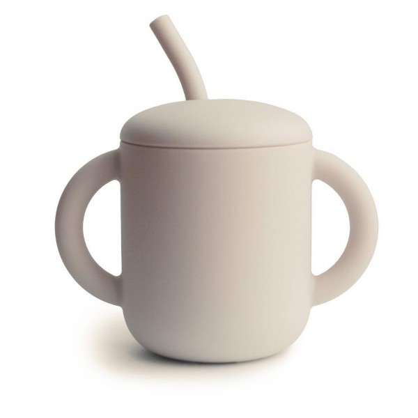 Ποτηράκι Σιλικόνης με Χερούλια και Καλαμάκι Shifting Sand - Mushie | 66-2470182