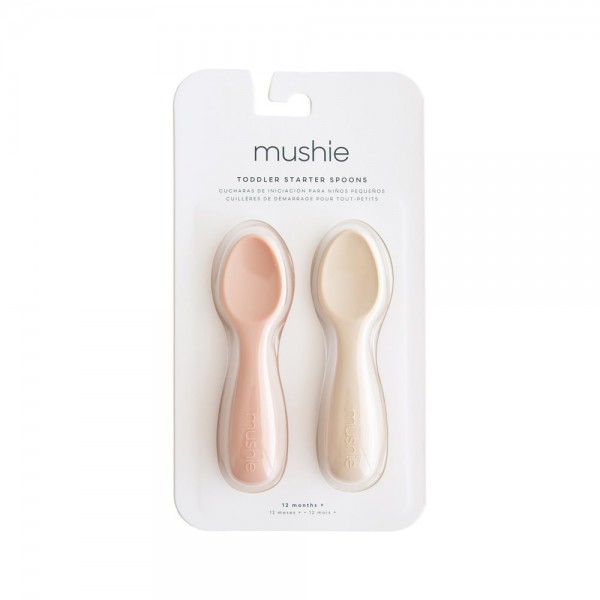 Σετ 2 Εκπαιδευτικά Κουταλάκια Σιλικόνης Μικρά Blush/Shifting Sand - Mushie | 66-101352