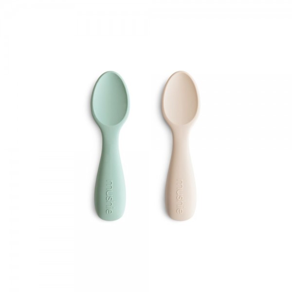 Σετ 2 Εκπαιδευτικά Κουταλάκια Σιλικόνης Μικρά Cambridge Blue/Shifting Sand - Mushie | 66-101351